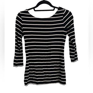 Guess Boat Neck Low Back Striped Shirt